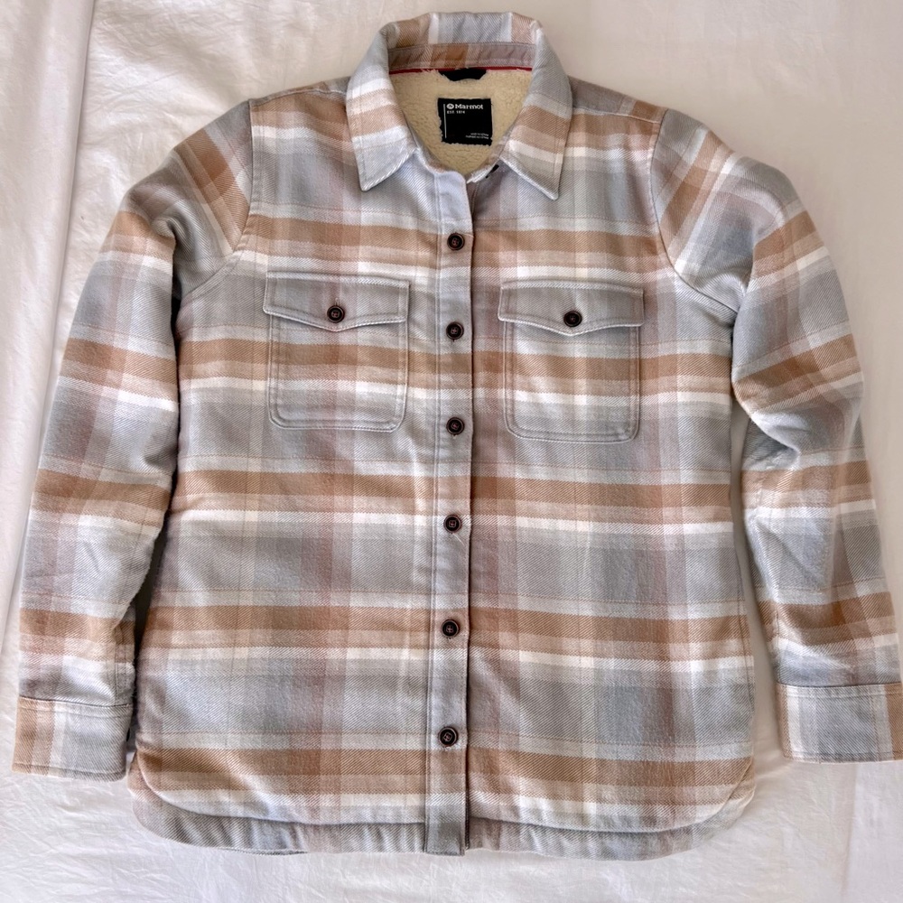 Marmot Neutral Sherpa Lined Flannel Jacket Size Small